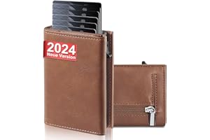 UNOSEKS Portafoglio da uomo – Portafoglio da uomo con protezione RFID, sottile portafoglio con scomparto per monete, Smart Wallet, marrone