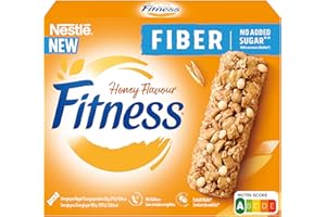 ‎NESTLÉ Nestlé FITNESS Fiber Honey Flavor NO ADDED SUGAR Frühstücksriegel, Cerealienriegel mit Ballaststoffen, 1er Pack (à 4 x 20g)