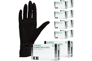 SF MEDICAL PRODUCTS GMBH Gants en nitrile 1000 pièces 10 boites (S, Noir) Gants d'examen jetables, sans poudre, sans latex, non stériles, cuisine sanitaire, gants de nettoyage, médicaux, tatouage, à usage unique