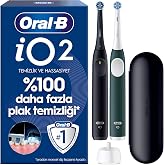 Oral-B iO2 Şarjlı/Elektrikli Diş Fır&ccedil;ası, 2'li Set, Siyah & Orman Yeşili, 2 Fır&ccedil;a Başlığı, Tek Şarjda 4 Haftaya Varan Kullanı