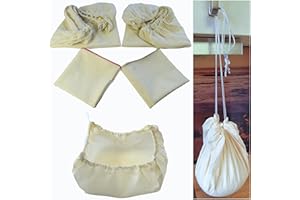 EDEL LIVING Passiertuch mit Kordelzug, Käsetuch Wiederverwendbar aus ungebleichter 100% Baumwolle, 4 Stück 50x50cm Nussmilchbeutel zum Filtern von Lebensmitteln (50 x 50 CM)