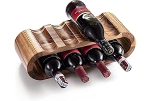 Mardili Free Standing Acacia Wood Wine Rack Storage, 8 Wine Bottle Holder Stand, Wine Shelf Organizer, Perfect for Home Décor and Wine Gifts, No Need Assembly