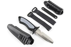 CRESSI TÉCNICA - Cressi Grip Blunt Tip - Cuchillo de Buceo, Negro/Plateado, 17.50 cm