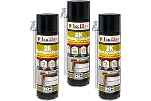 Isolbau 2K Montageschaum B2 Zargenschaum - Premium PU-Schnellschaum für Türen, Fenster, Dämmung & Montage - 3 x 400 ml