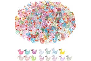 YDYXIEJI 100pcs Mini Twinkle Ducks, 10 Colors Glitter Resin Tiny Ducks， Little Plastic Ducks, Twinkle Small Ducks for Dollhouse， Aquarium, DIY Crafts, Landscape Decor