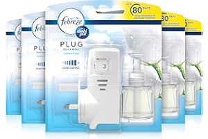 Febreze Ambi Pur Air Freshener Plug-In Diffuser Refill Starter Kit, Odour Eliminator, Cotton Fresh, 100 ml, (20 ml x 5)