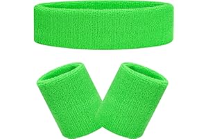 RSXING Schweißband Set Sportstirnband Handgelenk Polyester Baumwolle Schweißbänder Frottee, Sporttraining Armband Stirnbänder, Schweiß Absorbierendes Stirnband für Herren Damen