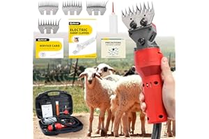 CGOLDENWALL 750W Electric Sheep Shearing Clipper Machine 2400RPM Flexible Shaft Professional Sheep Hair Trimmer with 9 Straight+9 Curved+13 Straight+13 Curved Blade Sets
