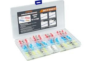 TOWOT 160PCS Heat Shrink Butt Connectors, Solder Seal Wire Connectors, Waterproof & Insulated & Corrosion Electrical Wire Terminals for Truck Marine Automotive Boat Wire Joint (160PCS)