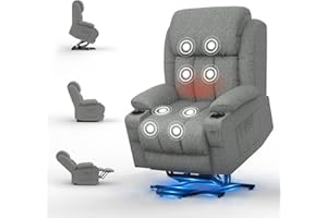 ‎SQUEBILIFE SQUEBILIFE Fernsehsessel Elektrisch Verstellbar, Aufstehhilfe Massagesessel mit Massage Wärmefunktion Seniorensessel für Senioren, 2 Seitentaschen und Getränkehalter,USB+ Typ-C Anschluss