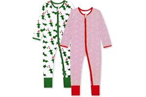 Bramble & Bear 2er-Pack Kleinkind- und Baby-Schlafanzüge für Jungen und Mädchen – Bio-Baumwolle Baby-Nachtwäsche – Mit durchgehendem Reißverschluss