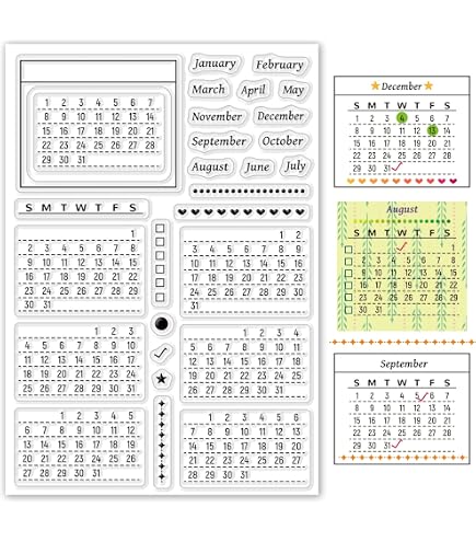 Set Di Francobolli Trasparenti In Silicone Con Calendario, Mesi E Settimane, Per Scrapbooking E Biglietti Fai Da Te, Dimensioni 11x16 Cm