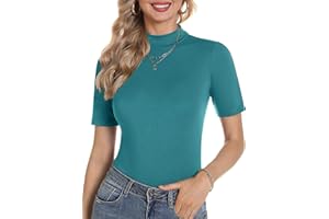 Totatuit Magliette Donna Estive Manica Corta Shirt Elegante Basic Dolcevita Maglietta Top a Collo Alto Lupetto Casual Pullover di Base Slim Fit Morbida Sexy