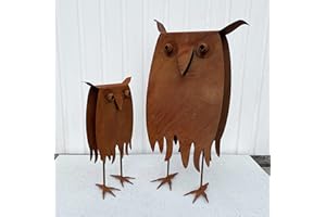 ‎STEINFIGURENWELT GIEBEN STEINFIGURENWELT GIEBEN Eule 3D Optik eckig Höhe 65cm Edelrost Gartendeko Wetterfest Rost Metall Gartenfigur Rostfigur Terrasse Uhu Kauz Metallfigur
