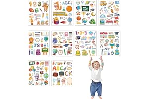 KOBOKO Tatuaż dla dzieci, 10 arkuszy tatuaży dla dzieci, 123 i ABC, tyta cukierkowa dla dzieci, tatuaż dla chłopców i dziewczynek, na urodziny dziecka, prezent na powitanie nowego semestru.