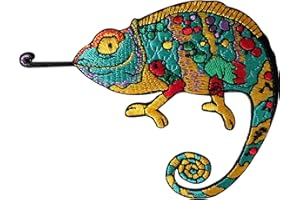 ELLU Chameleon Patch Eisen / zum Aufnähen auf Kleidung, Jacke, Biker, mit gesticktem Eidechsenabzeichen