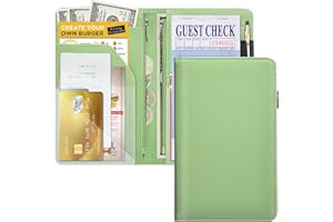 HOFFI Server Books for Waitress / Waitress Book with 2 Cash Pockets with Zipper Cute Waitress Book Organizer Accessories Fits Aprons Notepads (Grass Green)