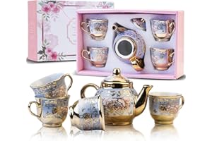 LUCYLANKER Set da Tè in Ceramica in Stile Europeo, Comprendente 1 Teiera, 4 Tazze da Tè, Set da Tè in Stile Europeo Unico per Gli Amanti Del Tè E Le Famiglie (Stile 2)