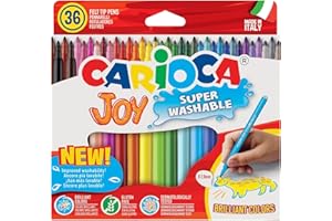 Carioca 40237/B Caja de rotuladores con tinta lavable, punta fina sintética, 36 unidades, multicolor, 36 rotuladores