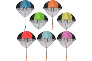 FLOTRUTE 7 Pièces Parachute Jouet, Parachute pour Enfants, Main Lancer Parachute Jouet Set, Jeux de vol de Plein air pour Les Enfants, Cadeau aux Enfants