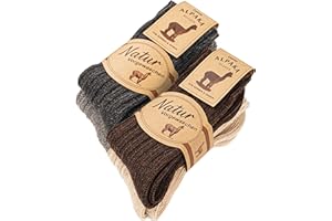 CAOZITOU 4 Paare Alpaka Socken Herren Damen,Wollsocken Herren,Extra Warm Wintersocken Flauschige Strick Thermosocken
