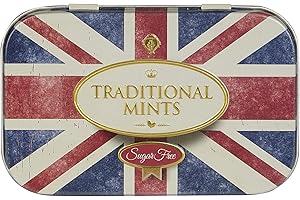 NEW ENGLISH TEAS Union Jack Flag Sugar Free Mints Tin (35g, 1.2oz) - British Souvenir Collectible Caddy