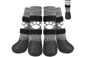 KOOLTAIL Anti Slip Dog Socks Boots, Waterproof Dog Shoes Lengthening Paw Protector with Straps Traction Control for Hardwood Floor, Prevent Licking Booties for Small Medium Large Senior Old Dogs