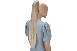 CAISHA 70cm Postiche Natte Queue De Cheval Extensions De Cheveux Raide Mélange Blond Clair H162
