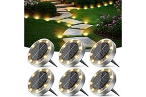 ‎PEASUR Peasur 6 Stück Solar Bodenleuchten Aussen, 8 LED Solarlampen für Außen Garten Wetterfest, Solarleuchten Gartenbeleuchtung für Boden Weg Rasen Gehweg Warmweiss