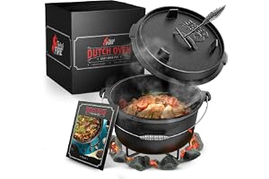 BBQ Dutch Oven [Originalet] - Grytset i gjutjärn, 3,5 liter | Med grytställ, locklyftare och lock på 1,0 l som även fungerar