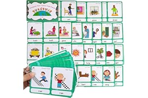 HONTOUSIP 46 grupos de verbos irregulares pasados en inglés, tarjetas de palabras de bolsillo para aprendizaje de gramática, para jardín de infantes, profesores, herramientas de suministros de escuela en casa