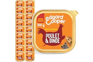 Edgard & Cooper Pâté Pour Chien, (Poulet & Dinde, 300g x 18), Sans Céréales, Viande fraîche et protéines de qualité, Vrais ingrédients pour chiens, Hypoallergénique, Sans sucres ajoutés