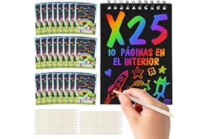 CREATIS LAB Pack regalos cumpleaños niños colegio 25 libretas scratch art - detalles cumpleaños niños regalitos invitados cumple fin de curso alumnos primaria manualidades clase dibujo papel rascar 4 5 6 7 8 años