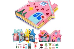 UNOSEKS Quiet Book 2 Jahre, Filzbuch Bauernhof Montessori, 3D Filz Busy Book Ab 2 Jahr Baby Activity Buch Lernspielzeug, Stoffbuch 1-6 Jahr Geschenk Für Mädchen Jungen