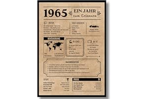 EQUIK Products Birthday Card for those Born in 1965, Birthday Decoration, Birthday Gift, Vintage Poster in German, for Women and Men