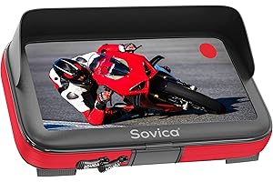 Sovica Support Telephone Moto Velo Impermeable Coque avec Visiere valable pour Les Smartphones jusqu'a 7,6" Compatible avec Tous Types de guidons securite maximale Anti-Vibration (Rouge)