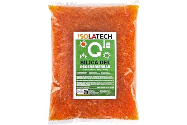 ISOLATECH Silica Gel Regenererbart Torkmedel Orange 10 kg Påse Kulor Som Silicagel Avfuktare, Lämplig som filamenttork