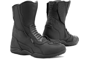 REBELHORN Scout Botas de Moto Hombre y Mujer | Cuero PU | Membrana Hipora | Dos Cremalleras Largas | Punteras, Talones y Tobillos reforzados | Costuras Dobles y Triples | Tallas hasta 48