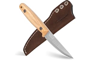 BPSKNIVES couteau Finn Lite Puukko à lame fixe en acier carbone avec gaine en cuir Petits couteaux de camping monosoie utilitaires de camping scandinaves