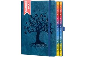 ‎ZXHQ ZXHQ Passwortbuch mit bunten alphabetischen Tabs, 21,3 cm x 14,7 cm Hardcover-Passwort-Organizer für die Verwaltung von Internet-Webseiten-Adressen und Logins - Blau