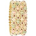 ZULKA Latest Gold Plated Metal with Red Zircon Diamond Bangles Set For Girls & Women | Premium Women Kangan | Girl's Bangles Bracelet | Metal Kada For Women- Set of 4
