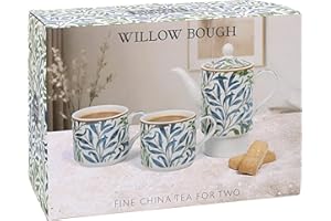 The Leonardo Collection William Morris Willow Bough Tea for Two | Ceramic Teapot and Cup Set | Beautiful Gift for Home and Office | Stylish Printed Teapot, Mulitcolour