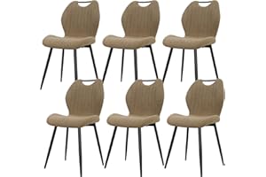 JIJIAN Set di 6 Sedie Sala da Pranzo, Sedie da Cucina, Sedia imbottita,Sedia da Soggiorno, Schienale in Tessuto e Gambe in Metallo, Ideale per Sale da Pranzo, Cucine e Soggiorni, Cachi