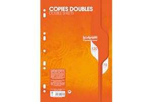 Clairefontaine 5613C - Blocco note Calligraphe con doppia perforazione, 120 pagine, formato A4 (210 x 297 mm), carta 90 g/m², righe Séyès, certificato PEFC