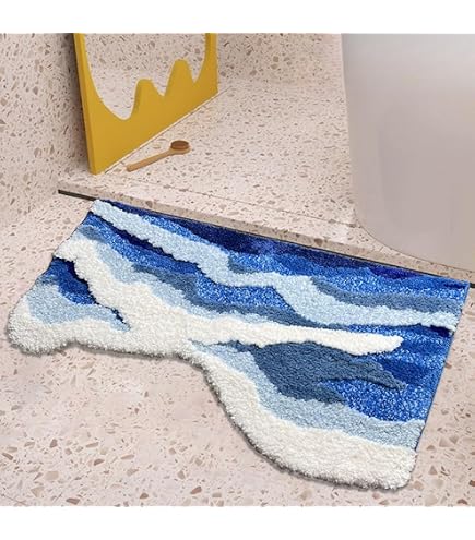 Kcldeci Zerbino Da Bagno Antiscivolo Con Anchorage E Memory Foam - Blu Oceano, 60x40 Cm, Morbido E Ultra Assorbente, Lavabile In Lavatrice