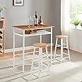 Panana 3pcs Pub Dining Set, Industrial Counter Height Dining Bar Table with 2 Stools (White Oak)