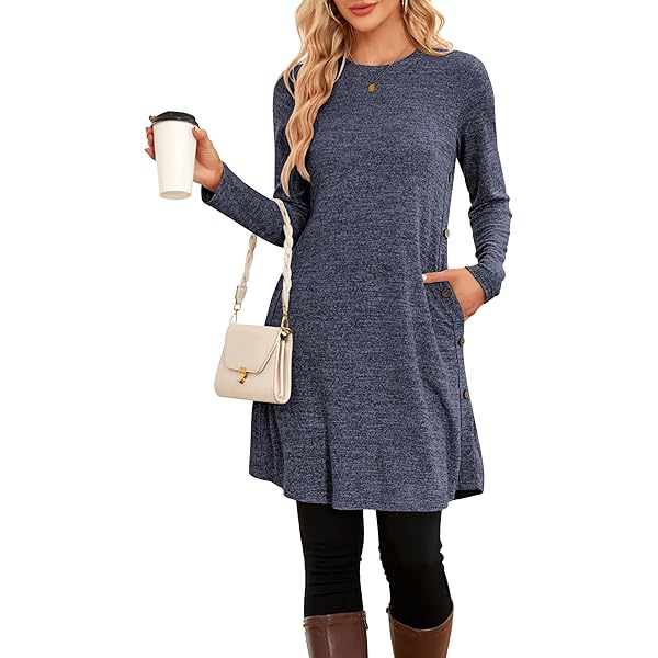 Robe Lifestyle Automne Hiver Robe Pull NARRAME Hiver - Manches Longues - Poches - Tunique Femme Robe D'hiver Femme