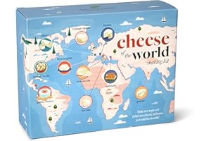 SANDY LEAF FARM Cheese of the World Making Kit - 10 Cheese - Thermometer included - Make your own Mozzarella, Halloumi, Burrata, Paneer, Queso Blanco, Ricotta, Mascarpone, Chevre and more
