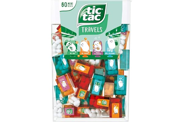 TIC TAC Box with 60 Mini Boxes (Mint, Orange, Spearmint, Peach and Passion fruit) 234g by Tic Tac