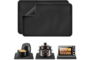 RIOKKO Hitzebeständige Unterlage 40x 40cm, Hitzeschutzmatte für Luftfritteuse, Feuerfeste Unterlage für Küchenarbeitsplatten, Arbeitsplattenschutz, Rutschfest und Wasserdicht(2er-Pack)